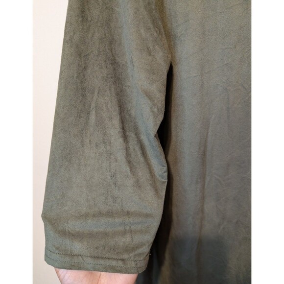 Viereck Dress Intel in Olive Faux Suede Jersey Microfiber 3/4 Sleeve Size Large - Picture 6 of 10